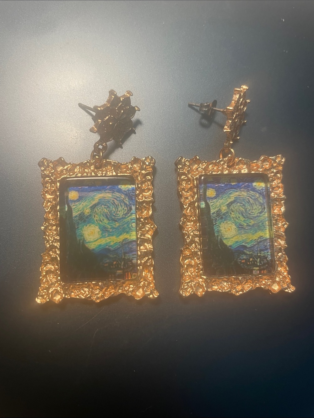 Gold Frame 'Starry Night' Dangle Earrings - Gold Color